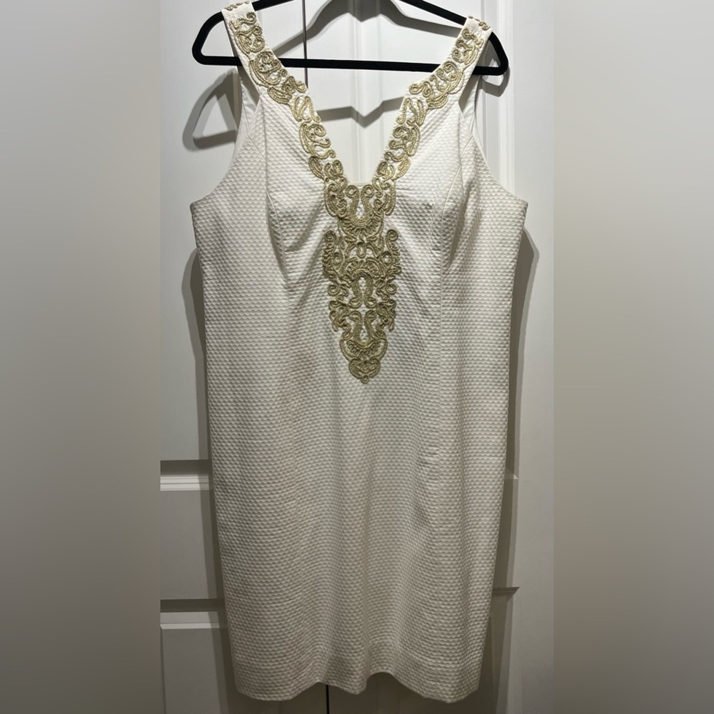 NWT Lilly Pulitzer white and gold Suzette Shift